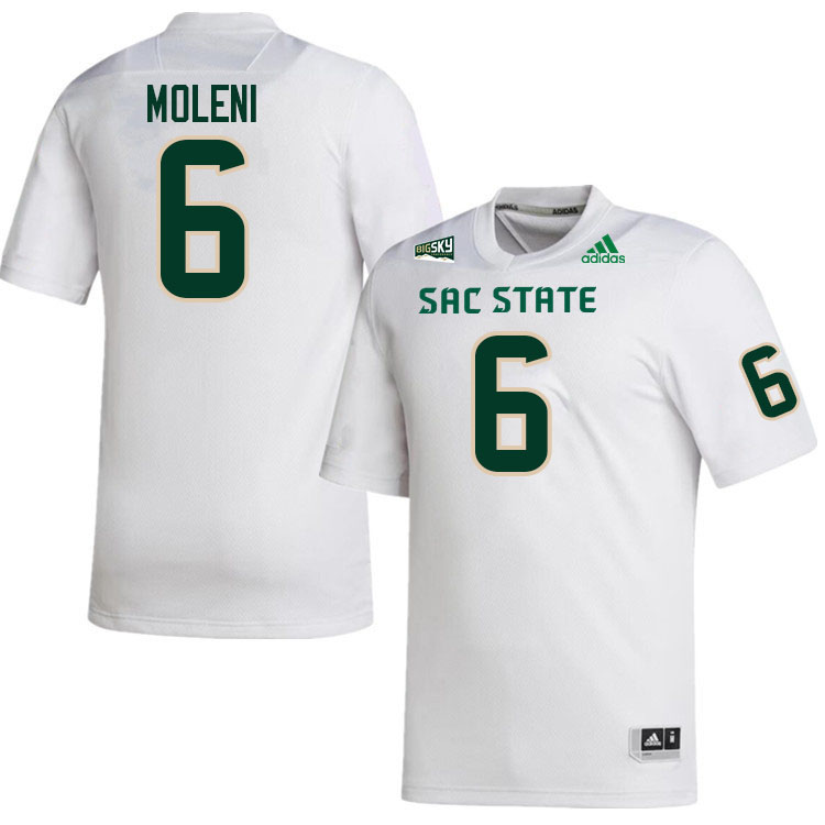 Sacramento State Hornets #6 Ezra Moleni College Football Jerseys Stitched Sale-White